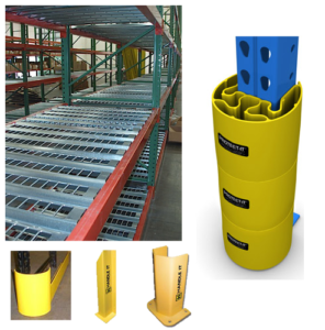 pallet rack accessories, post and end of aisle protectors, row and wall spacers
